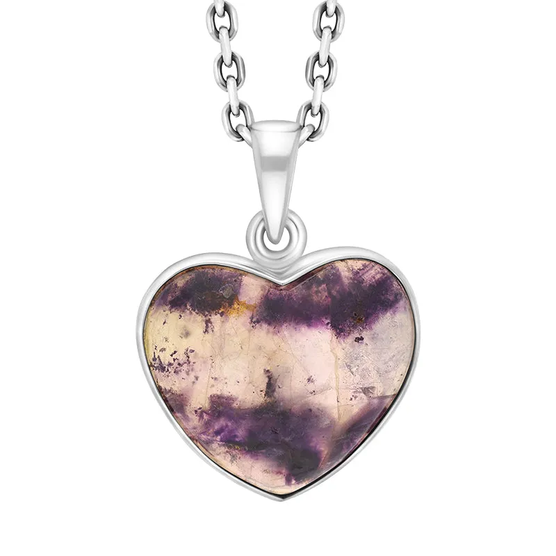 Sterling Silver Blue John Heart Pendant Necklace D sold by C.W. Sellors