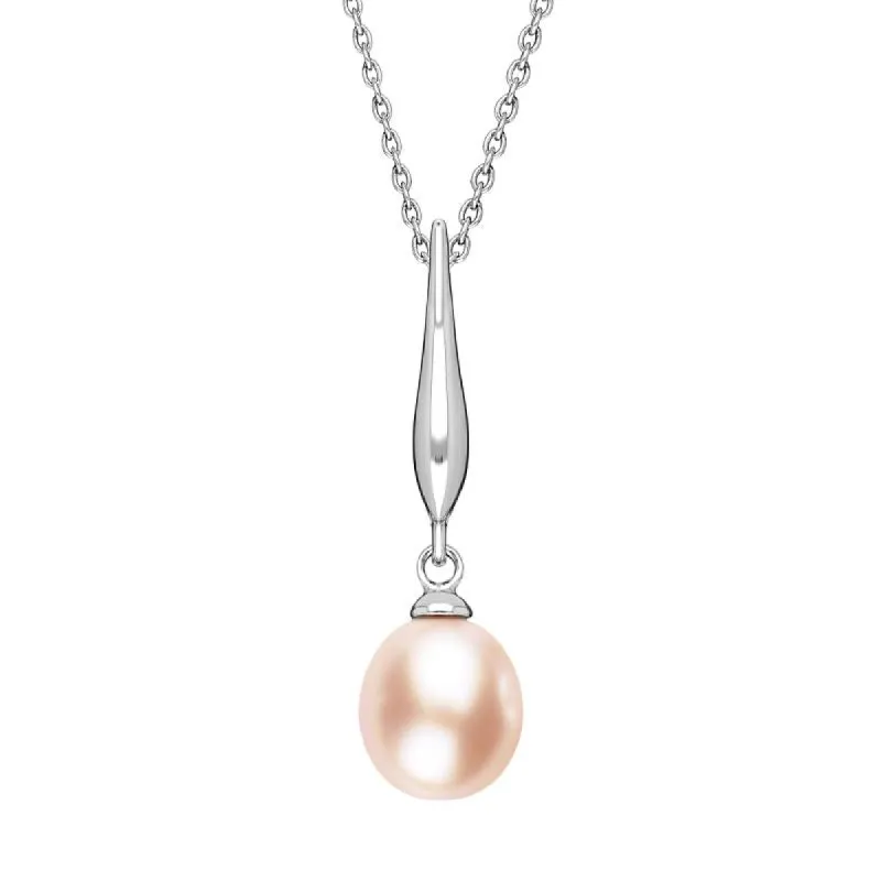 Sterling Silver Pearl Peach Drop Necklace sold by C.W. Sellors