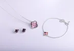 Sterling Silver Blue John Bloom Four Leaf Clover Ball Edge Chain Bracelet sold by C.W. Sellors