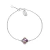 Sterling Silver Blue John Bloom Four Leaf Clover Ball Edge Chain Bracelet sold by C.W. Sellors