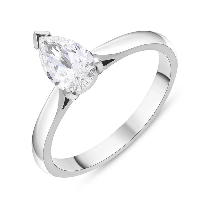 Platinum 0.71ct Diamond GIA Certified Pear Cut Solitaire Ring sold by C.W. Sellors
