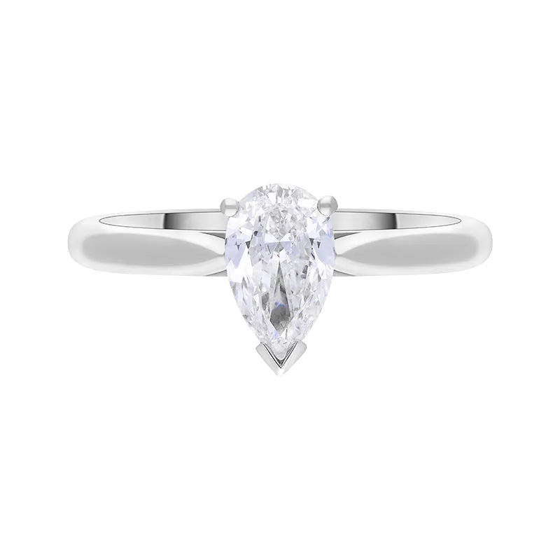 Platinum 0.71ct Diamond GIA Certified Pear Cut Solitaire Ring sold by C.W. Sellors product image thumbnail 2