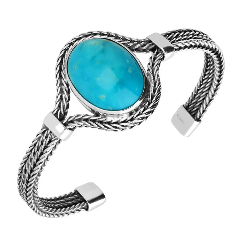 Sterling Silver Turquoise Oval Foxtail Bangle sold by C.W. Sellors