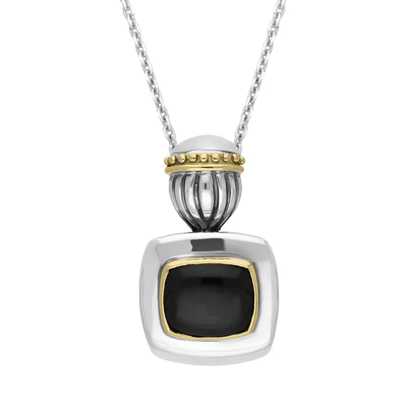 Sterling Silver Whitby Jet Scroll Top Necklace D sold by C.W. Sellors