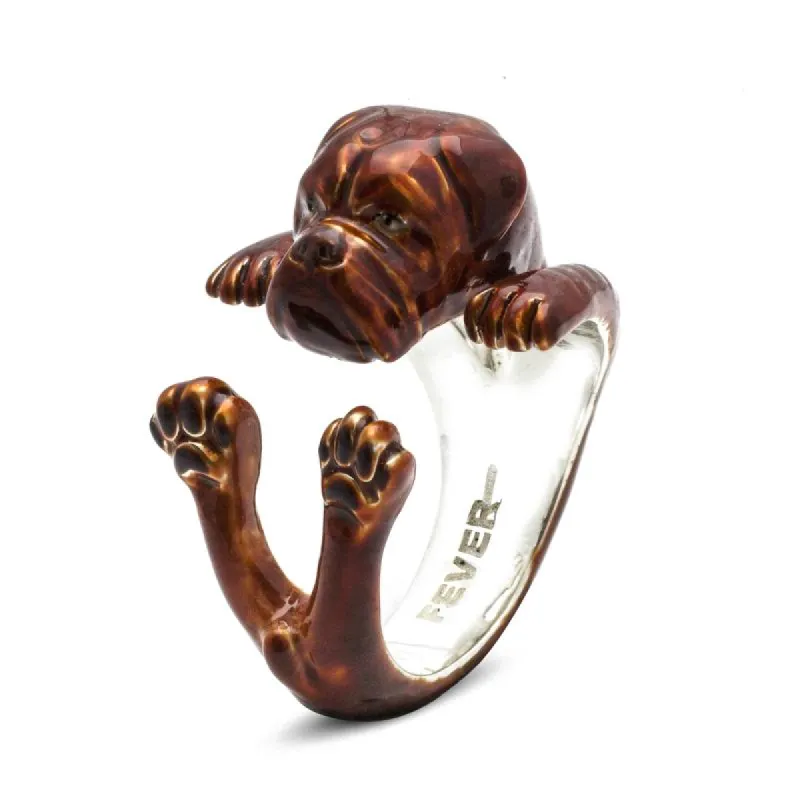 Dog Fever Sterling Silver Enamelled Dogue de Bordeaux Hug ring D sold by C.W. Sellors
