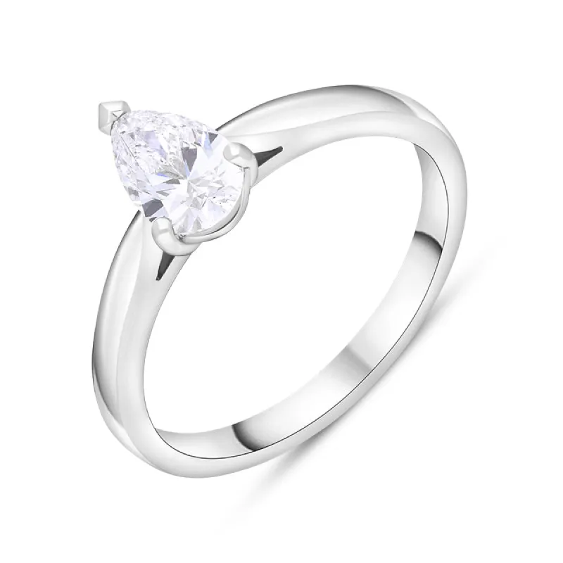 Platinum 0.42ct Diamond GIA Certified Pear Cut Solitaire Ring sold by C.W. Sellors
