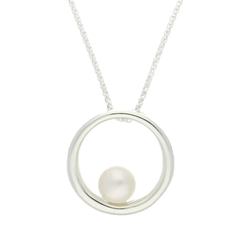 Sterling Silver Freshwater Pearl Circle Necklace D sold by C.W. Sellors