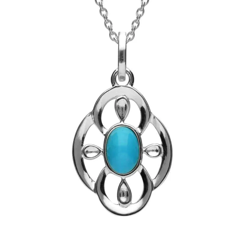 Sterling Silver Turquoise Open Petal Flower Neckace sold by C.W. Sellors