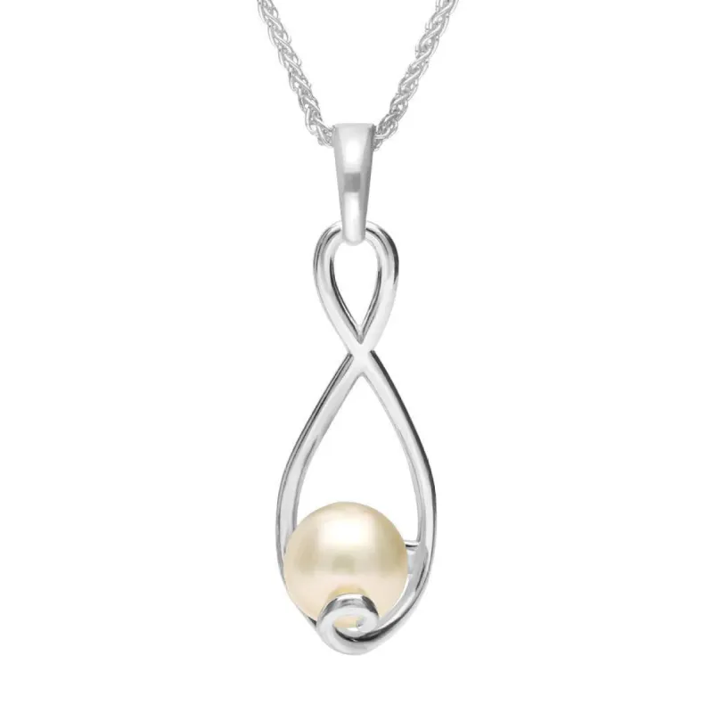 Sterling Silver Pearl Pear Open Twist Necklace D sold by C.W. Sellors