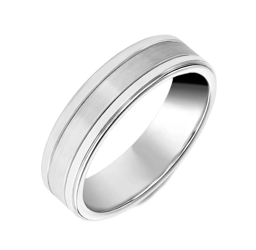 Palladium Satin Engraved Wedding Ring sold by C.W. Sellors