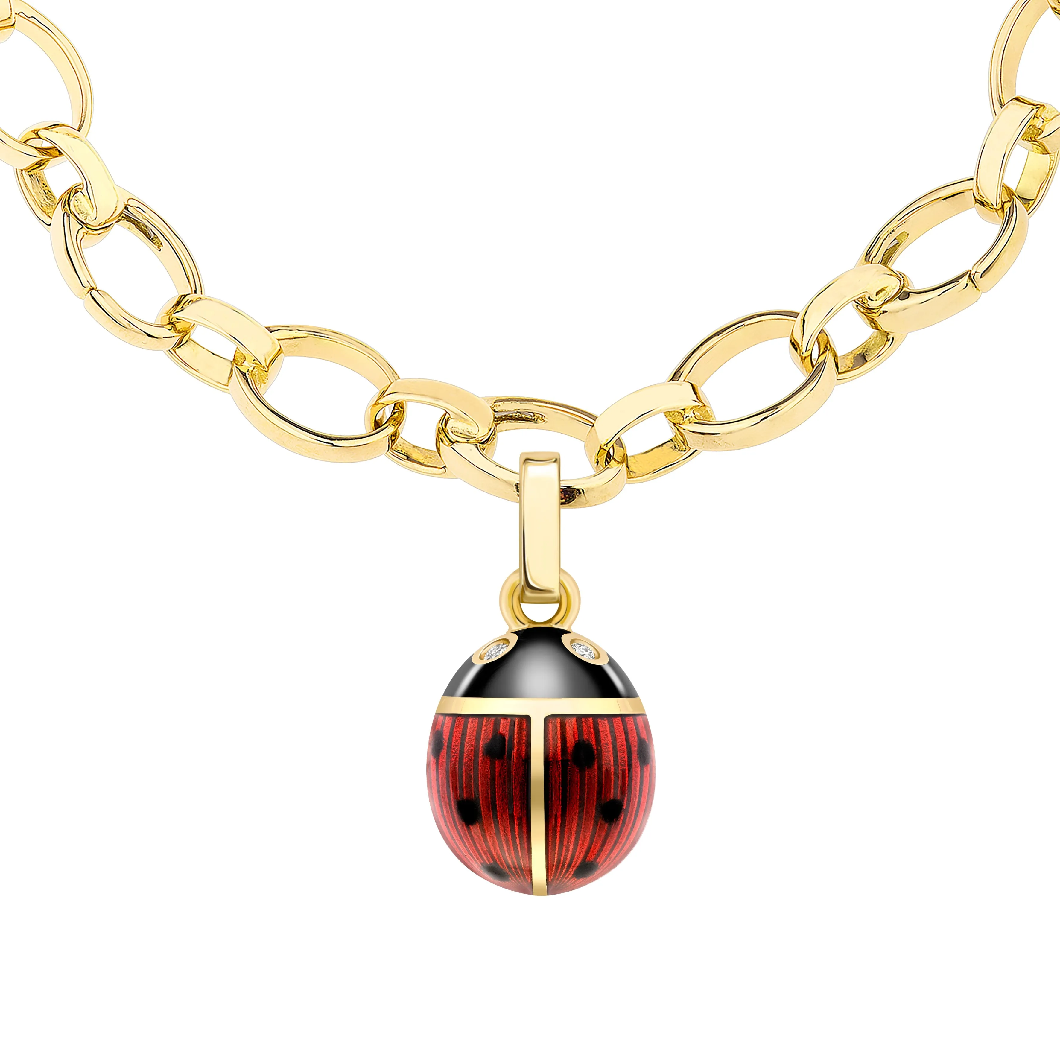 Faberge Heritage 18ct Yellow Gold Diamond Red Enamel Ladybird Charm sold by C.W. Sellors product image thumbnail 2