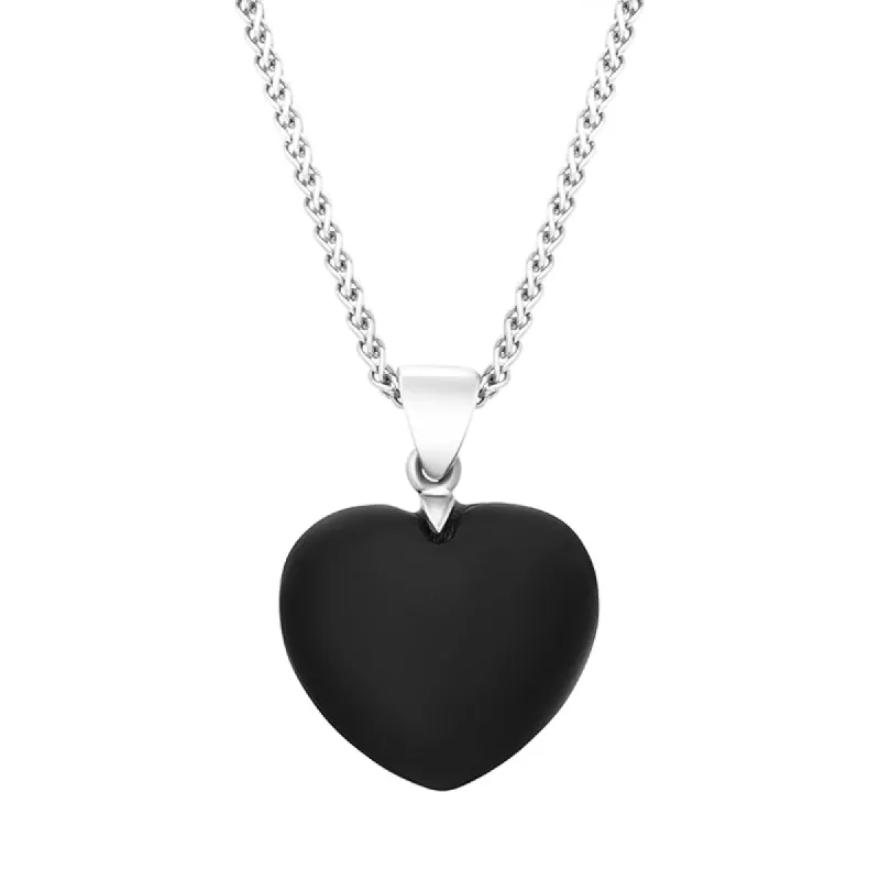 Sterling Silver Whitby Jet Chunky Bail Heart Necklace sold by C.W. Sellors
