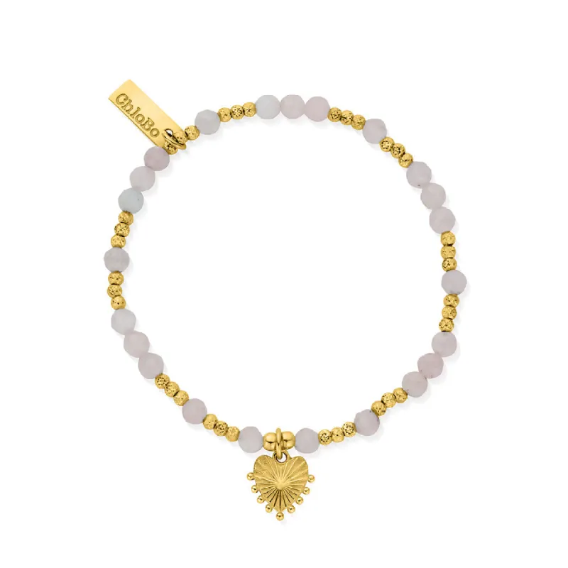 ChloBo Sterling Silver Gold Plated Glowing Beauty Rose Quartz Bracelet sold by C.W. Sellors