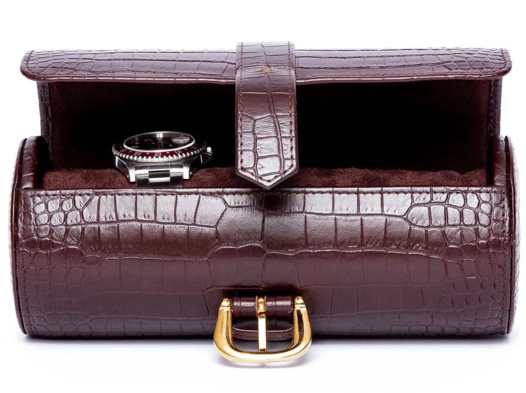 Rapport Watch Roll Brompton 3 Brown Crocodile made by C.W. Sellors