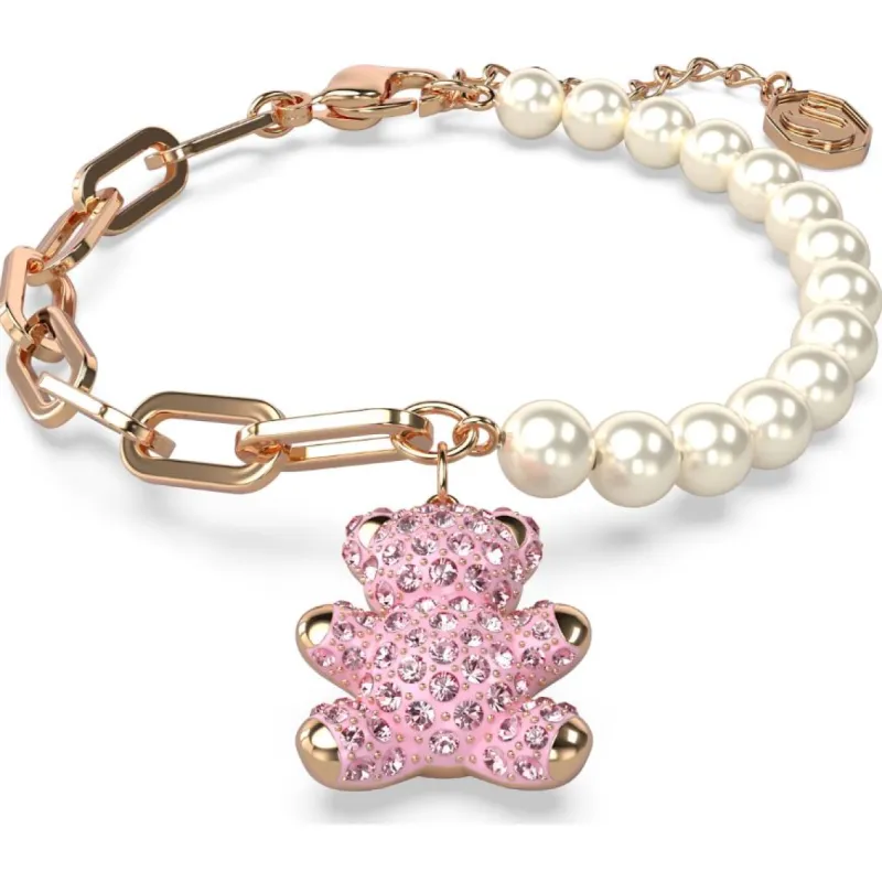 Swarovski Rose Gold Tone Plated Pink Teddy Bear Bracelet sold by C.W. Sellors