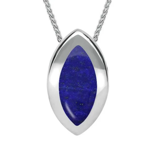 Sterling Silver Lapis Lazuli Framed Marquise Necklace sold by C.W. Sellors