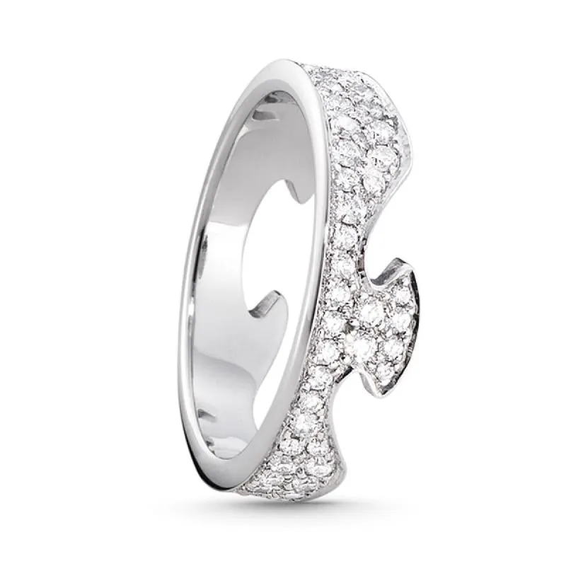 Georg Jensen Fusion 18ct White Gold Diamond End Ring sold by C.W. Sellors