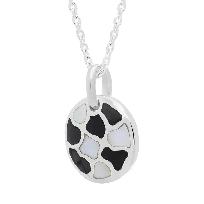 Sterling Silver Whitby Jet Mother of Pearl Small Round Pendant Necklace D sold by C.W. Sellors product image thumbnail 2