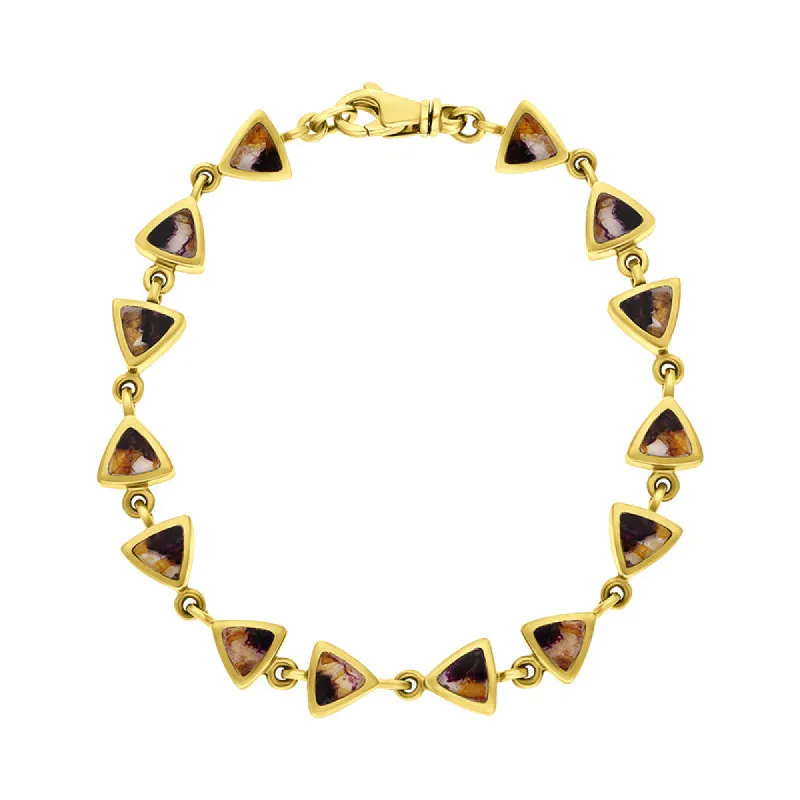 9ct Yellow Blue John Curved Triangle Bracelet sold by C.W. Sellors