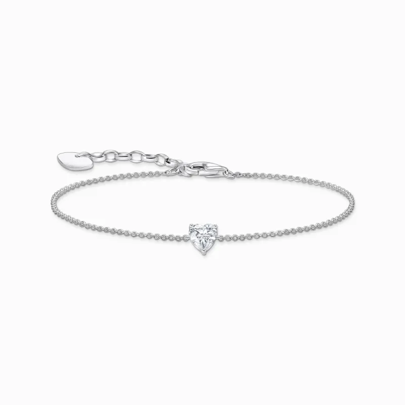 Thomas Sabo Sterling Silver Heart White Zirconia Bracelet sold by C.W. Sellors