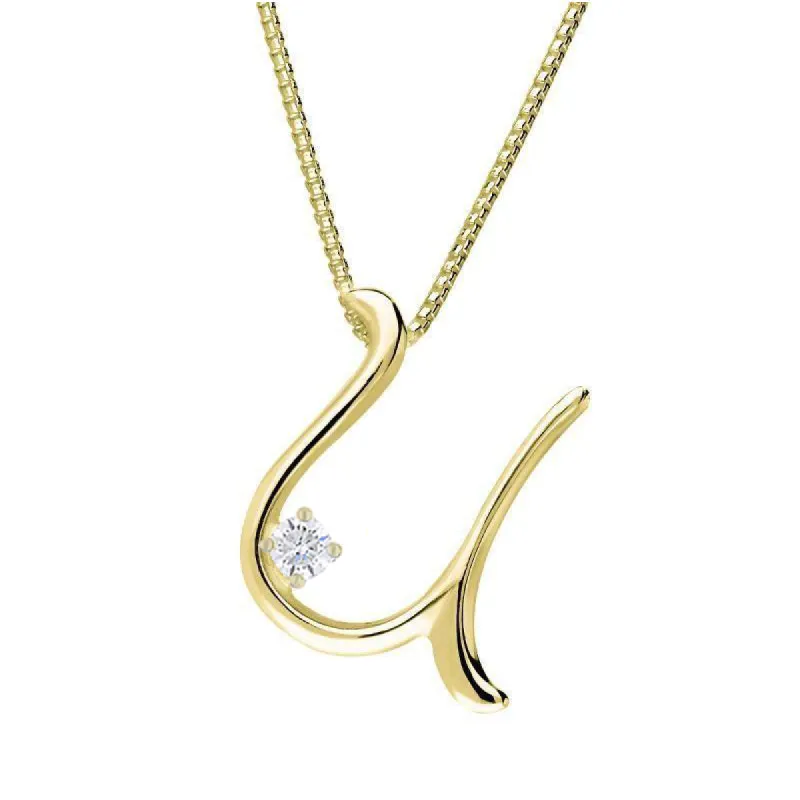 Love Letters 18ct Yellow Gold 0.10ct Diamond Initial U Necklace sold by C.W. Sellors