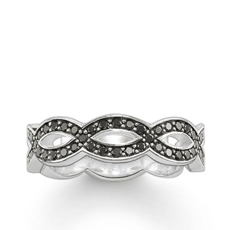 Thomas Sabo Glam And Soul Sterling Silver Black Zirconia Love Knot Ring D sold by C.W. Sellors