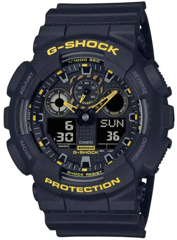 G-Shock GA-100 Black Caution Yellow Mens Watch sold by C.W. Sellors