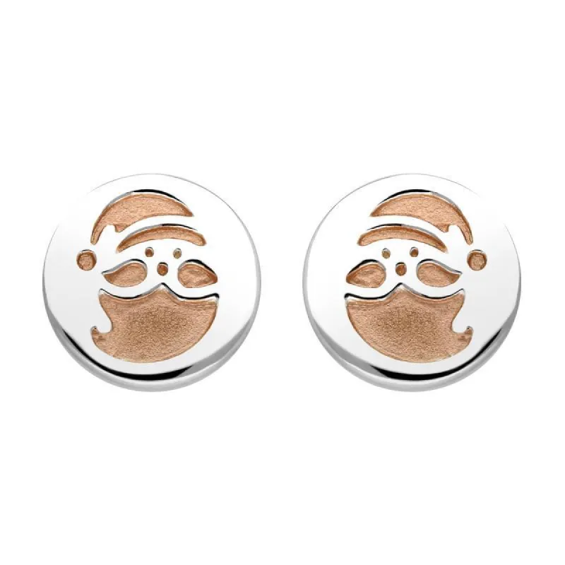 Rose Gold Plated Sterling Silver Santa Stencil Stud Earrings sold by C.W. Sellors