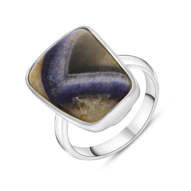 Sterling Silver Blue John Abstract Doublet Ring D sold by C.W. Sellors