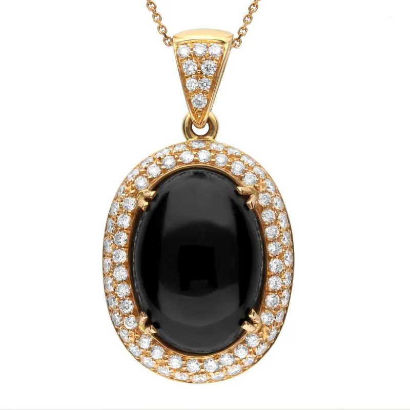 18ct Rose Gold Whitby Jet 1.57ct Diamond Large Oval Necklace D sold by C.W. Sellors