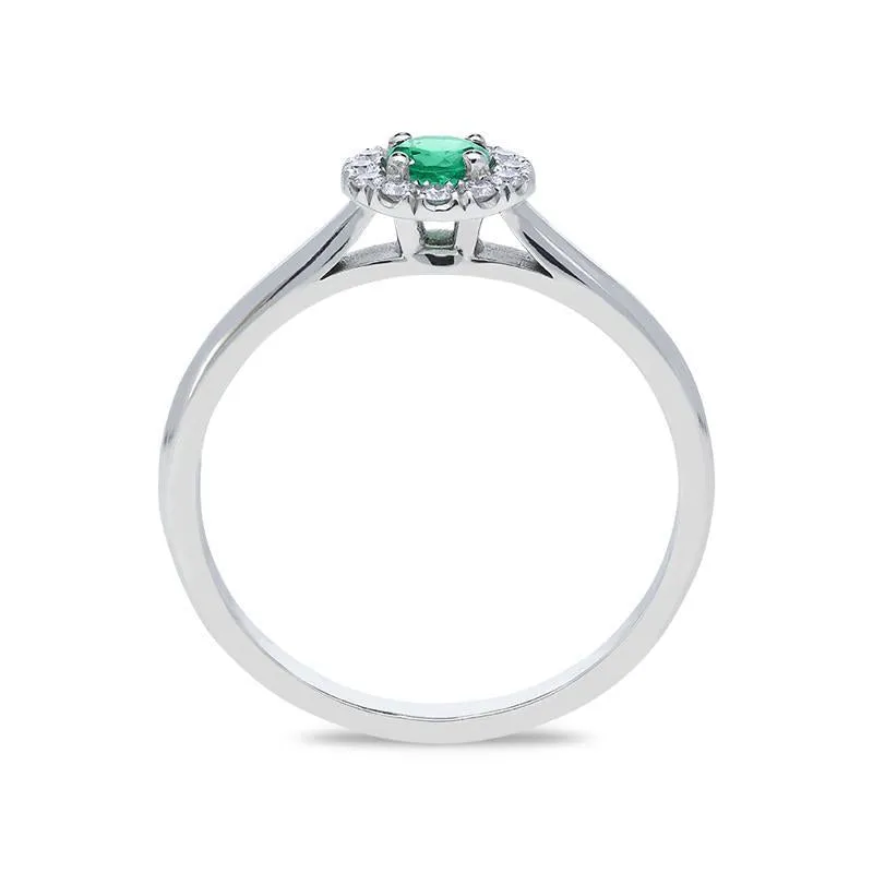 18ct White Gold Emerald Diamond Round Cluster Ring sold by C.W. Sellors product image thumbnail 2