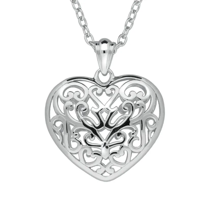 Sterling Silver Pierced Heart Necklace sold by C.W. Sellors