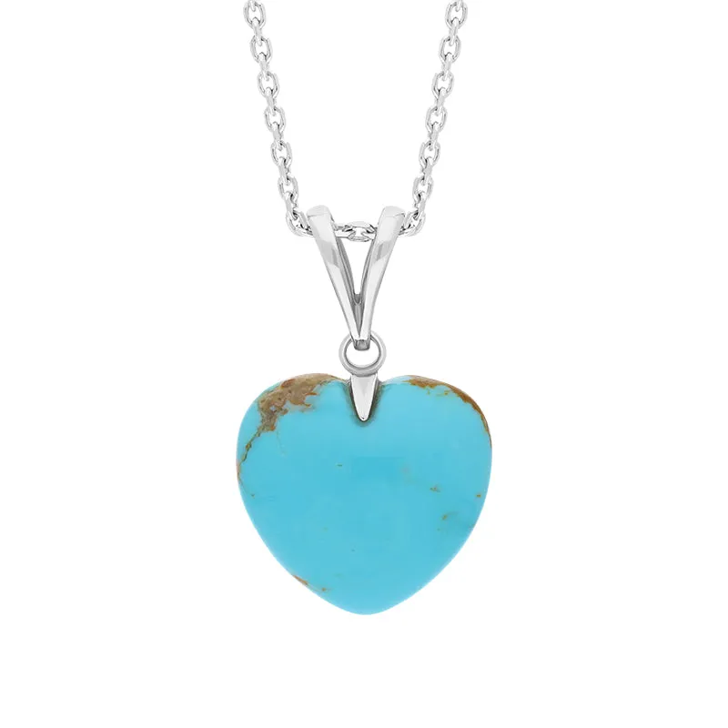 Sterling Silver Turquoise Medium Carved Heart Split Bail Necklace sold by C.W. Sellors