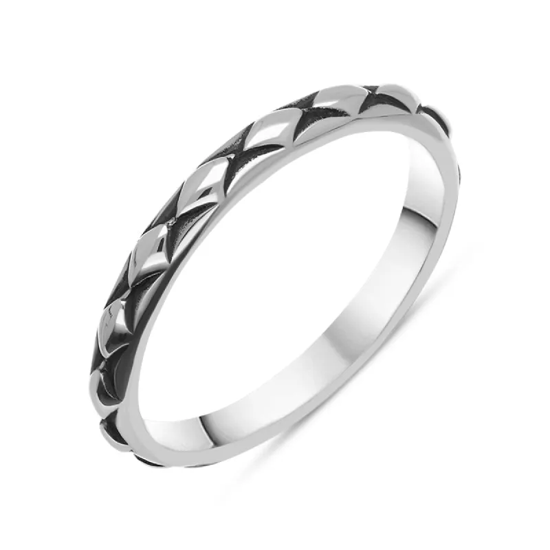 Sterling Silver Stepping Stones Patterned Stacking Ring sold by C.W. Sellors