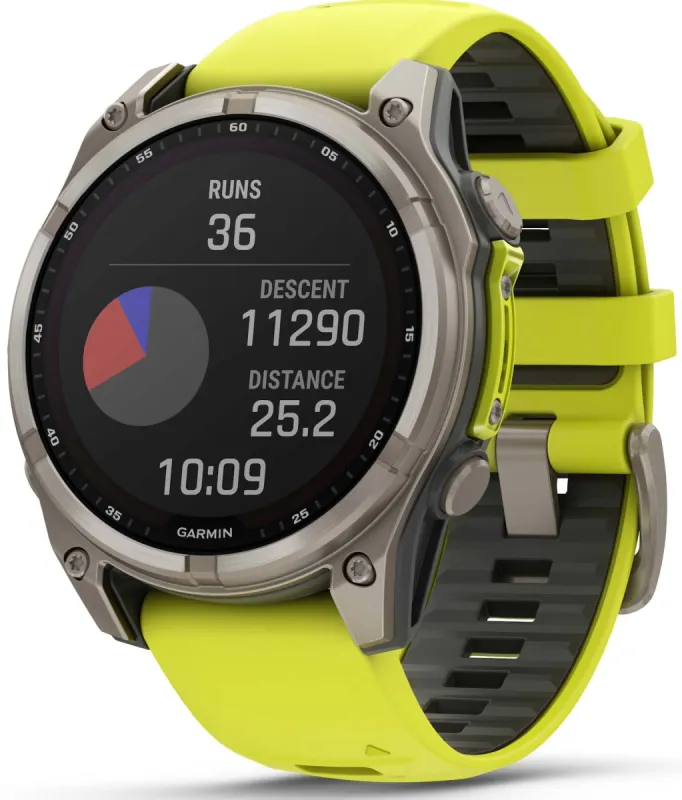Garmin Fenix 8 47mm Sapphire Solar Titanium Amp Yellow Graphite Silicone Watch sold by C.W. Sellors