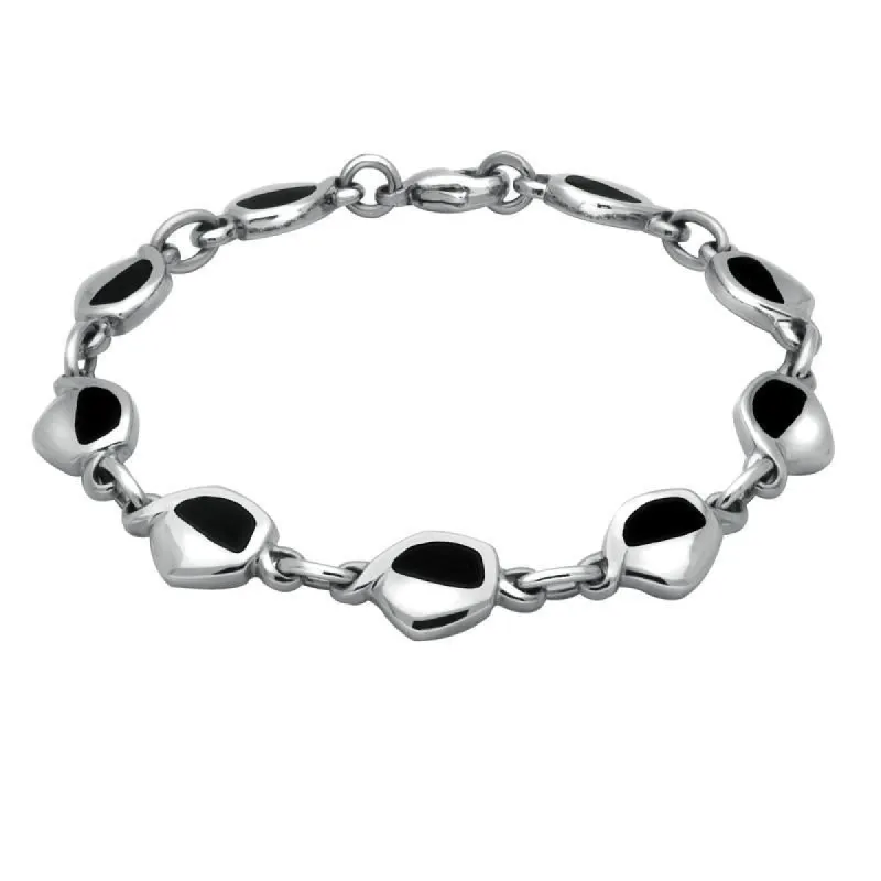 Sterling Silver Whitby Jet Heritage Freeform Pentagon Bracelet D sold by C.W. Sellors