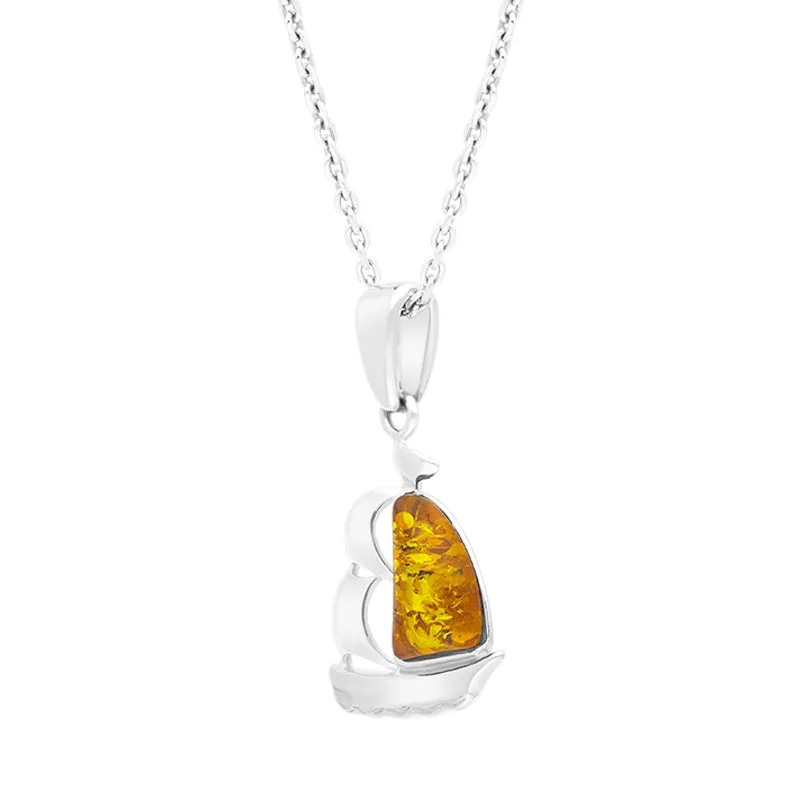 Sterling Silver Amber Ship Pendant Necklace D sold by C.W. Sellors product image thumbnail 2