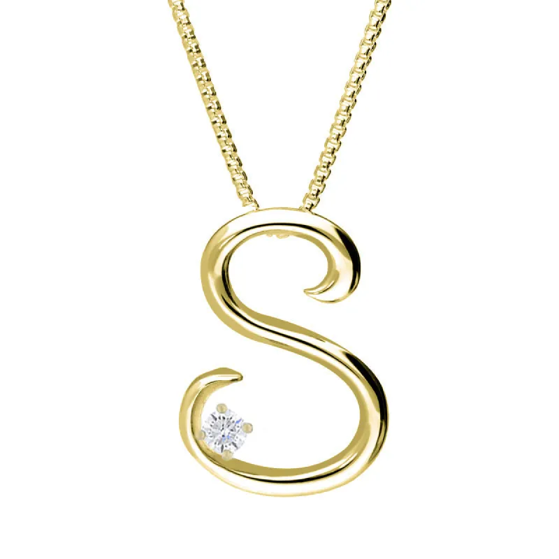 Love Letters 18ct Yellow Gold 0.10ct Diamond Initial S Necklace sold by C.W. Sellors