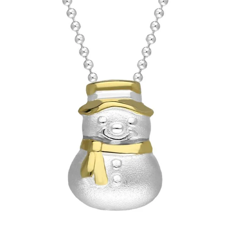 Yellow Gold Plated Sterling SilverSnowman Hat and Scarf Necklace sold by C.W. Sellors