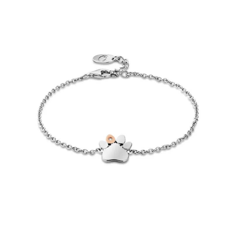 Clogau Paw Prints on My Heart Silver Single Paw Bracelet sold by C.W. Sellors