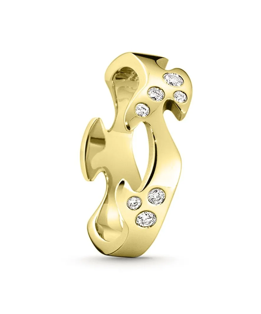 Georg Jensen Fusion 18ct Yellow Gold 0.16ct Diamond Studded Centre Ring D sold by C.W. Sellors