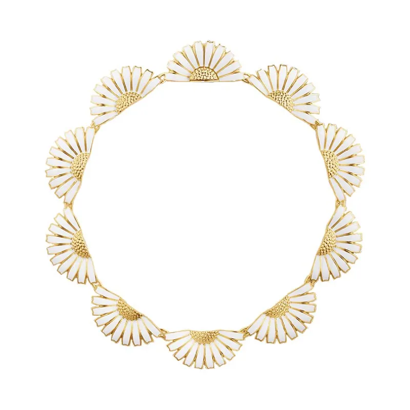 Georg Jensen Daisy 18ct Yellow Gold Plated Sterling Silver White Enamel Necklace sold by C.W. Sellors