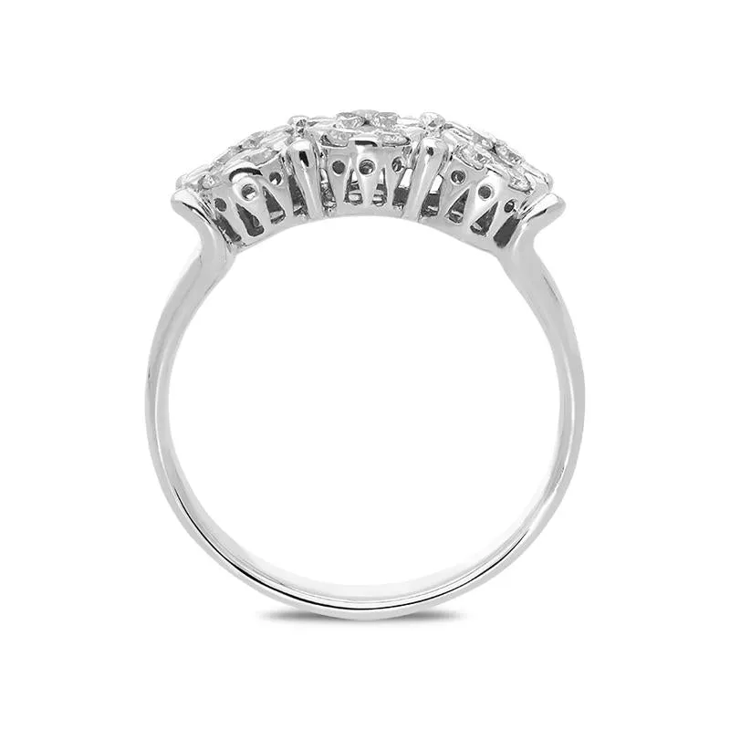 Ponte Vecchio Artemide 18ct White Gold 0.50ct Diamond Cluster Trilogy Ring D sold by C.W. Sellors product image thumbnail 2