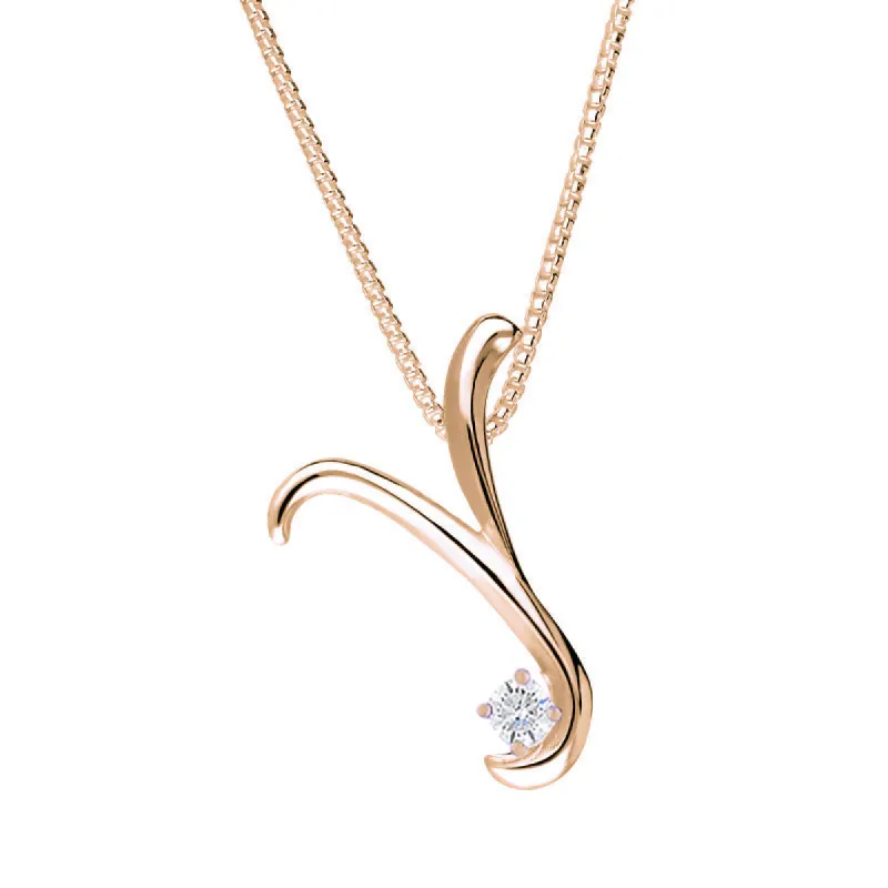 Love Letters 18ct Rose Gold 0.10ct Diamond Initial Y Necklace sold by C.W. Sellors