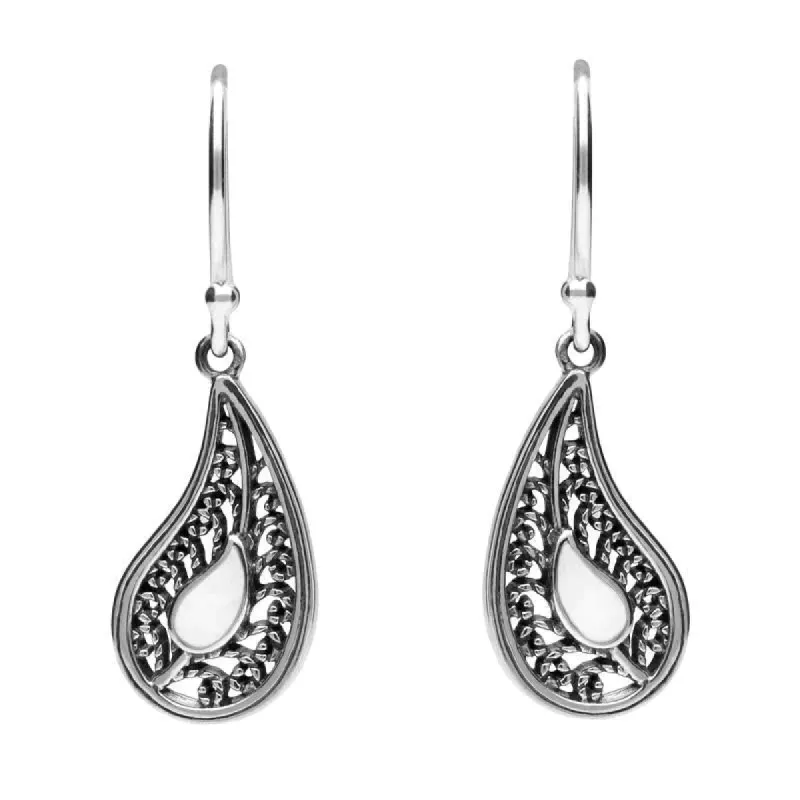 Sterling Silver Bauxite Teardrop Oxidised Drop Earrings sold by C.W. Sellors