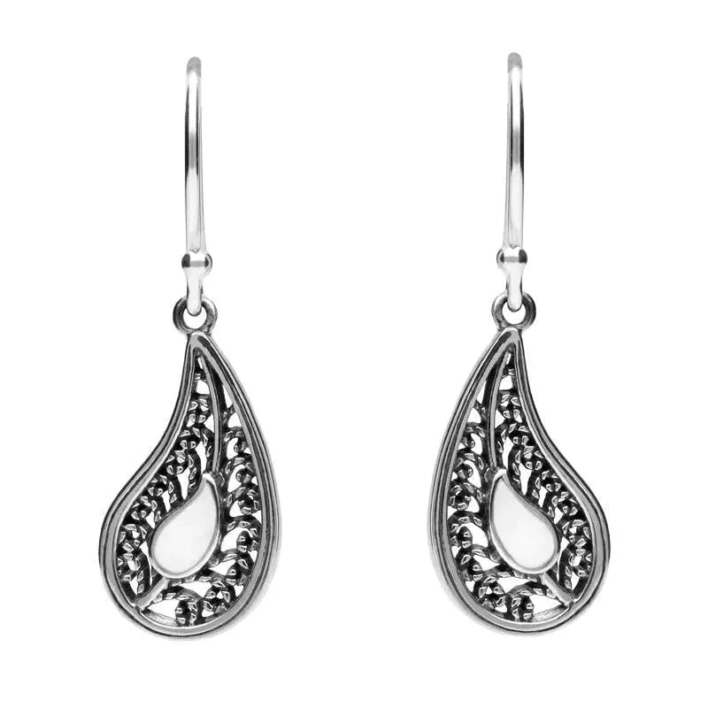 Sterling Silver Bauxite Teardrop Oxidised Drop Earrings sold by C.W. Sellors
