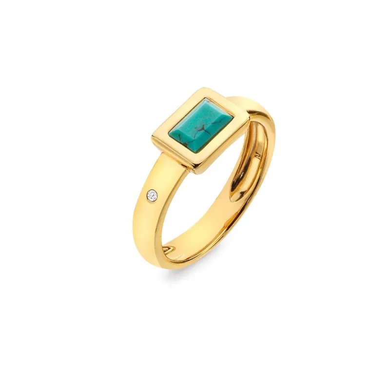 Hot Diamonds Gold Plated Sterling Silver Turquoise Rectangle Ring sold by C.W. Sellors