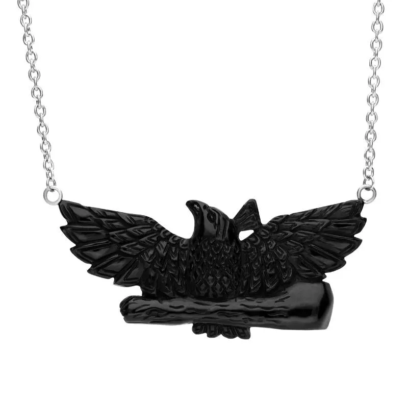 Sterling Silver Whitby Jet Eagle Necklace D sold by C.W. Sellors