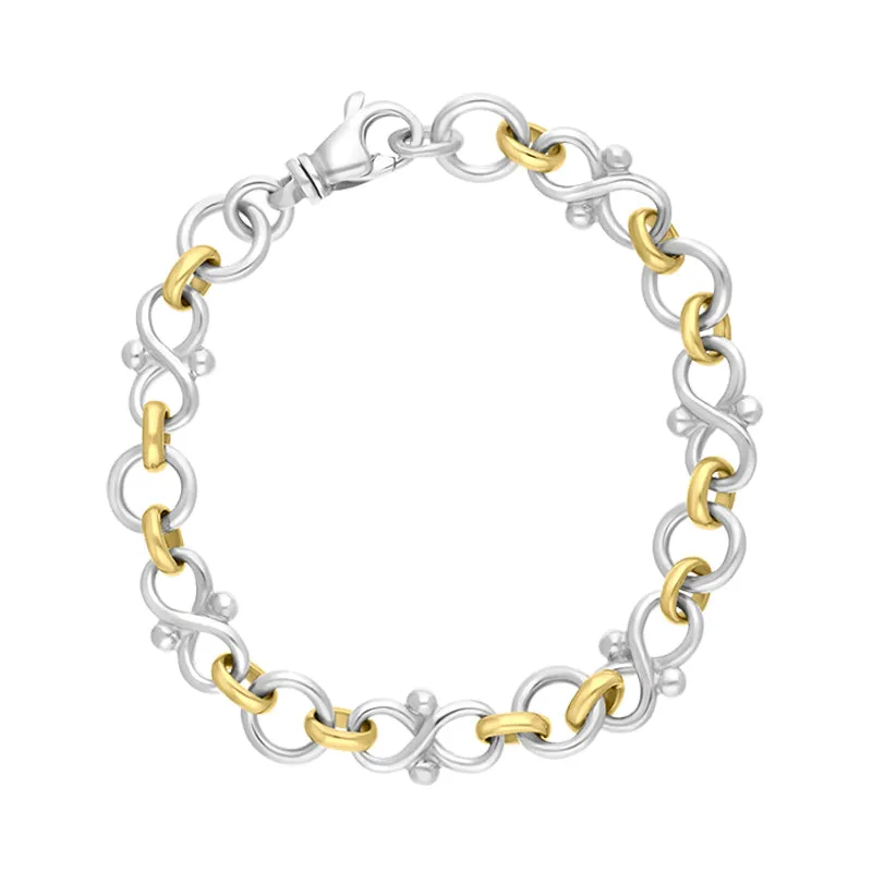 18ct Yellow Gold Sterling Silver Infinity Link Handmade Bracelet sold by C.W. Sellors