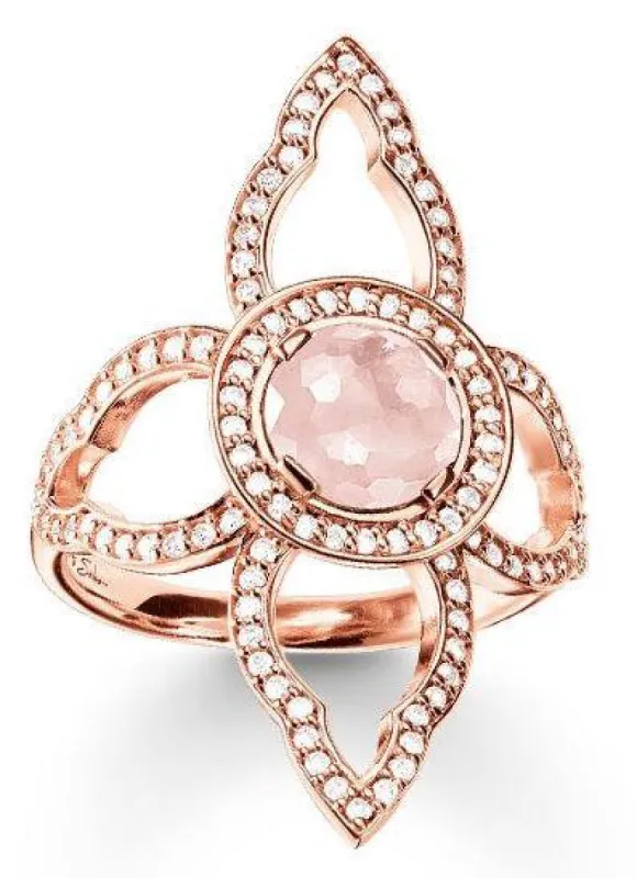 Thomas Sabo Ring Sterling Silver Gold Quartz Zirconia Flower D sold by C.W. Sellors